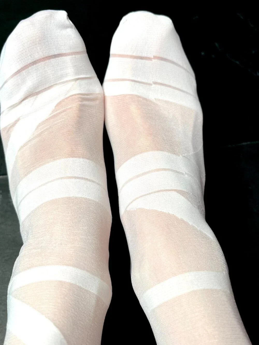 White Bandage Thigh Highs Otk Socks Mummy Costume Striped Criss Cross Halloween